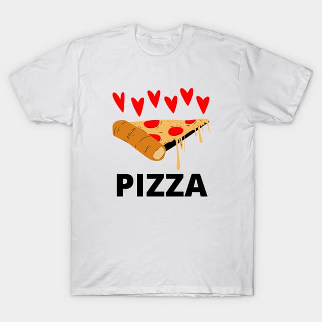 Pizza slice with red hearts pizza lovers T-Shirt by Jenmag